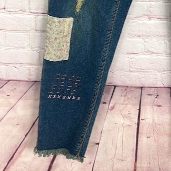 Patchwork distressed ankle denim jeans size 12 - Picture 4 of 13